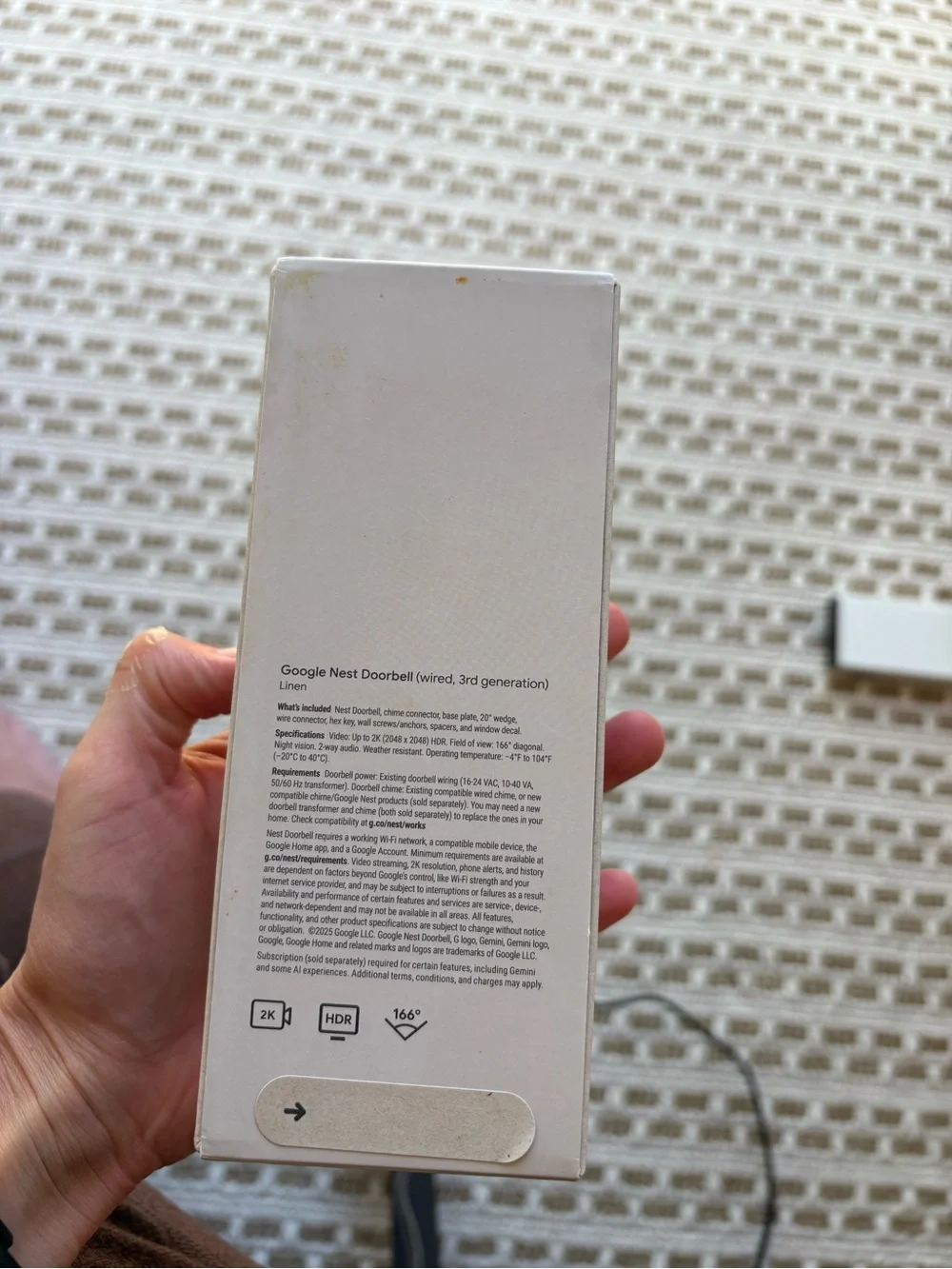 google Nest Doorbell - color linen